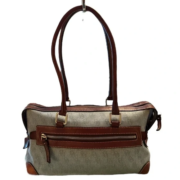 Dooney & Bourke Vintage Brown and Denim Shoulder Bag with Structured Design - Picture 6 of 16